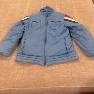 Vintage Slalom Ski Wear Blue Coat size XS Goose Down Filled Patriotic vintage 80
